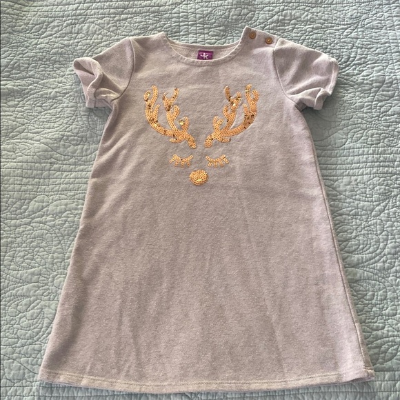 J. Khaki Kids Casual Dress in Heathered Cream with Gold Accents - Picture 1 of 5